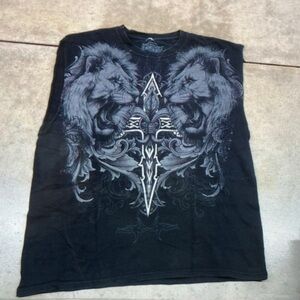 Men's Black Graphic Sleeveless Shirt